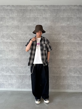 「GLOSTER（グロスター）のアイテム（トップス）」を使った、ふなさん（メンズ・178cm）の夏コーディネート