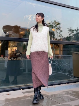 「SENSE OF PLACE by URBAN RESEARCH（センスオブプレイスバイアーバンリサーチ）の『消臭』サイドゴアボリュームソールブーツ（ブーツ）」を使った、AI.Uさん（レディース・168cm）の冬コーディネート