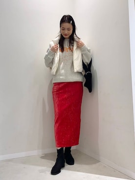 「アイテム（ダウンベスト）」を使った、AI.Uさん（レディース・168cm）の秋コーディネート