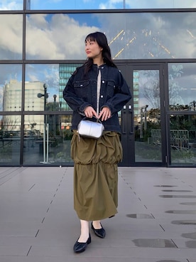 「アーバンリサーチ」｜「アイテム（デニムジャケット）」を使った、AI.Uさん（レディース・168cm）の冬コーディネート