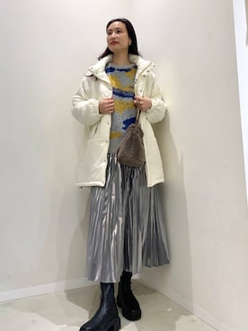 「SENSE OF PLACE by URBAN RESEARCH（センスオブプレイスバイアーバンリサーチ）のニュアンスパターンラメセーター（ニット/セーター）」を使った、AI.Uさん（レディース・168cm）の秋コーディネート