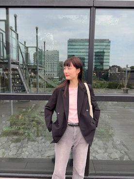 「SENSE OF PLACE by URBAN RESEARCH（センスオブプレイスバイアーバンリサーチ）の『セットアップ対応』 ダブルテーラードジャケット（その他アウター）」を使った、AI.Uさん（レディース・168cm）の春コーディネート