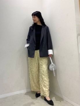 「SENSE OF PLACE by URBAN RESEARCH（センスオブプレイスバイアーバンリサーチ）のフリンジイージーパンツ（その他パンツ）」を使った、AI.Uさん（レディース・168cm）の冬コーディネート