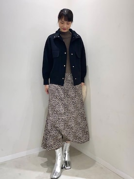 「SENSE OF PLACE by URBAN RESEARCH（センスオブプレイスバイアーバンリサーチ）のアニマルパターンナロースカート（スカート）」を使った、AI.Uさん（レディース・168cm）の秋コーディネート