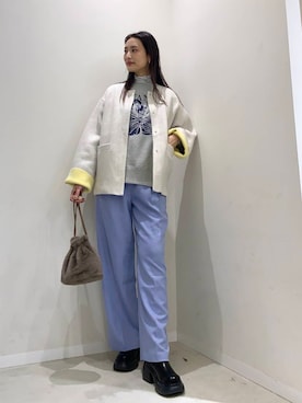「アイテム（ノーカラーコート）」を使った、AI.Uさん（レディース・168cm）の秋コーディネート