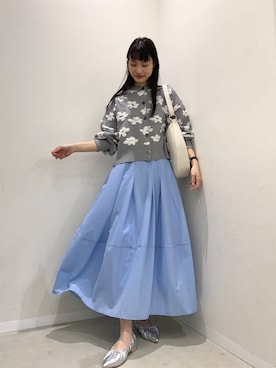 「SENSE OF PLACE by URBAN RESEARCH（センスオブプレイスバイアーバンリサーチ）のフラワージャガードカーディガン（カーディガン/ボレロ）」を使った、AI.Uさん（レディース・168cm）の冬コーディネート