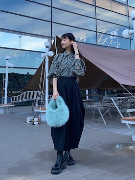 「SENSE OF PLACE by URBAN RESEARCH（センスオブプレイスバイアーバンリサーチ）の『消臭』サイドゴアボリュームソールブーツ（ブーツ）」を使った、AI.Uさん（レディース・168cm）の秋コーディネート