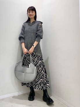 「SENSE OF PLACE by URBAN RESEARCH（センスオブプレイスバイアーバンリサーチ）のアニマルパターンナロースカート（スカート）」を使った、AI.Uさん（レディース・168cm）の秋コーディネート
