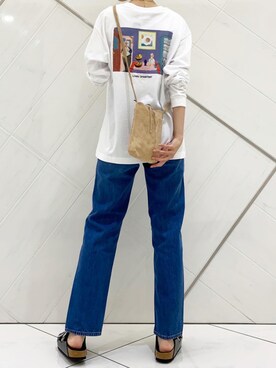 「URBAN RESEARCH DOORS（アーバンリサーチドアーズ）のハイライズデニムパンツ（デニムパンツ）」を使った、AI.Uさん（レディース・168cm）の夏コーディネート