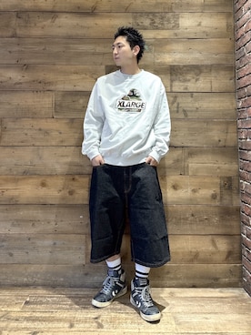 「XLARGE（エクストララージ）のアイテム」を使った、柚木 伊織さん（メンズ・175cm）の夏コーディネート