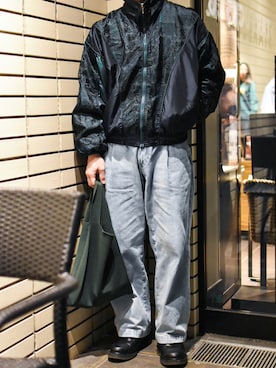 「古着好きな人と繋がりたい」｜「アイテム（ナイロンジャケット）」を使った、JUKIYA.さん（メンズ・162cm）の冬コーディネート