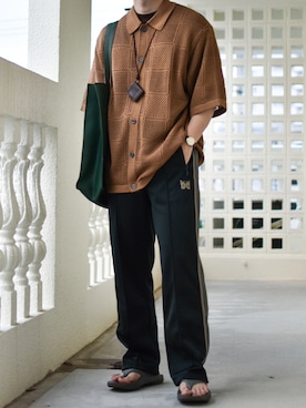 「Needles（ニードルス）の＜NEEDLES（ニードルス）＞ TRACK PT/パンツ □□（その他パンツ）」を使った、JUKIYA.さん（メンズ・162cm）の夏コーディネート