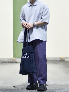 「shiki tokyo（シキトウキョウ）のアイテム（シューズ）」を使った、JUKIYA.さん（メンズ・162cm）の夏コーディネート