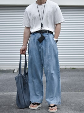 「WYM LIDNM（ウィム バイ リドム）のアイテム（パンツ）」を使った、JUKIYA.さん（メンズ・162cm）の夏コーディネート