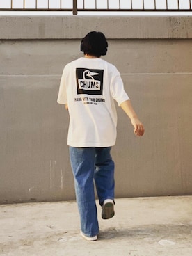 「CHUMS（チャムス）のアイテム（Tシャツ/カットソー）」を使った、女バスもオシャレしたい。さん（レディース・155cm）の夏コーディネート