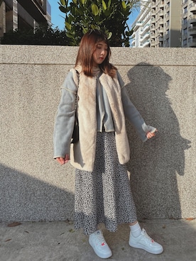 🟣Jocelyn Lin 💐さん（レディース・163cm）の冬コーディネート