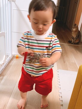 「DOUBLE_B（ダブルビー）のアイテム（トップス）」を使った、koh_hさん（キッズ・80cm）の秋コーディネート