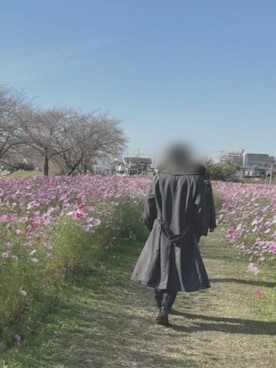 「オールブラックコーデ」｜「アイテム（トレンチコート）」を使った、田中次郎さん（メンズ・168cm）の冬コーディネート