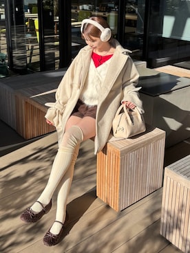 「アイテム（レッグウェア）」を使った、shunaさん（レディース・161cm）の冬コーディネート