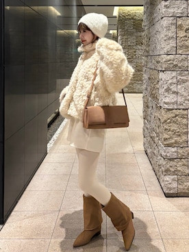 「アイテム（ニットキャップ/ビーニー）」を使った、shunaさん（レディース・161cm）の秋コーディネート