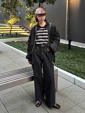 「アイテム（MA-1）」を使った、shunaさん（レディース・161cm）の秋コーディネート