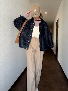 「GUコーデ」｜「アイテム（キャップ）」を使った、shunaさん（レディース・161cm）の冬コーディネート