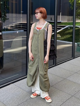 「アイテム（オールインワン・サロペット）」を使った、shunaさん（レディース・161cm）の夏コーディネート