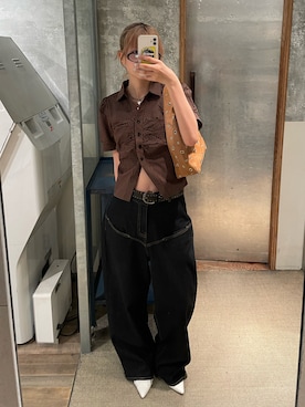 「WHO'S WHO gallery（フーズフーギャラリー）のスタッズベルト（ベルト）」を使った、RIHOさん（レディース・166cm）の夏コーディネート