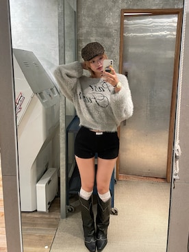 「アイテム（ハンチング/ベレー帽、ベージュ系）」を使った、RIHOさん（レディース・166cm）の秋コーディネート