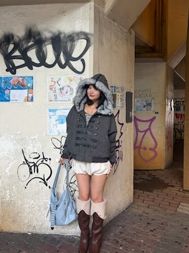 「WHO'S WHO gallery（フーズフーギャラリー）の【26AW LOOK掲載品番/WEB限定サイズあり】ナポレオンファーブルゾン（ブルゾン、グレー系）」を使った、RIHOさん（レディース・166cm）の秋コーディネート