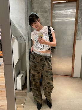 「迷彩パンツ」｜RIHOさん（レディース・166cm）の夏コーディネート