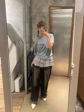 「アイテム（チュニック）」を使った、RIHOさん（レディース・166cm）の夏コーディネート
