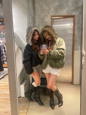 「アイテム（ブルゾン）」を使った、RIHOさん（レディース・166cm）の秋コーディネート