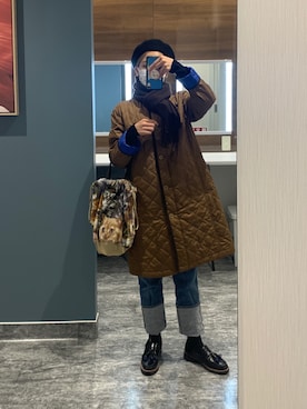 「MACKINTOSH PHILOSOPHY（ﾏｯｷﾝﾄｯｼｭ ﾌｨﾛｿﾌｨｰ）のアイテム（ステンカラーコート）」を使った、omameiさん（レディース・152cm）の冬コーディネート