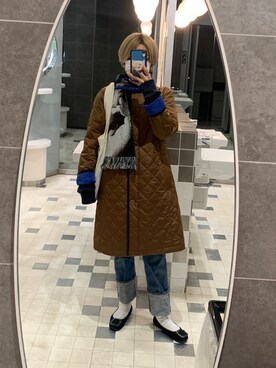 「MACKINTOSH PHILOSOPHY（ﾏｯｷﾝﾄｯｼｭ ﾌｨﾛｿﾌｨｰ）のアイテム（ステンカラーコート）」を使った、omameiさん（レディース・152cm）の冬コーディネート