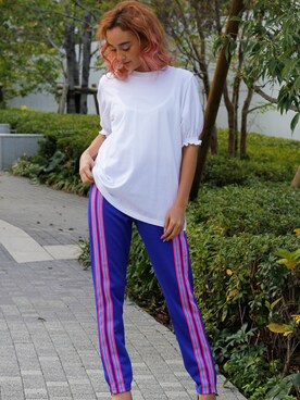 「nina mew（ニーナミュウ）のアイテム（スウェットパンツ）」を使った、ninamewshopさん（レディース・163cm）の夏コーディネート