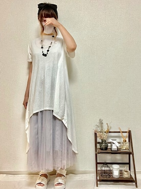 「coca（coca）（コカ）のアイテム（チュニック）」を使った、saku_sanさん（レディース・162cm）の夏コーディネート