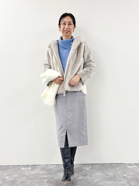 「アイテム（ムートンコート）」を使った、nolkokoさん（レディース・168cm）の冬コーディネート