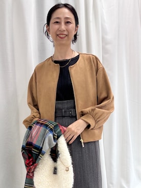 「アイテム（ストール/ショール）」を使った、nolkokoさん（レディース・168cm）の秋コーディネート