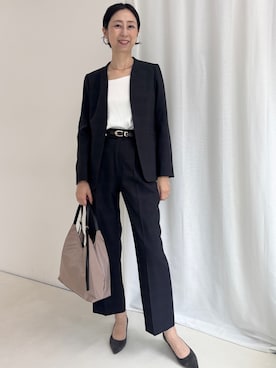 「アイテム（ノーカラージャケット）」を使った、nolkokoさん（レディース・168cm）の秋コーディネート