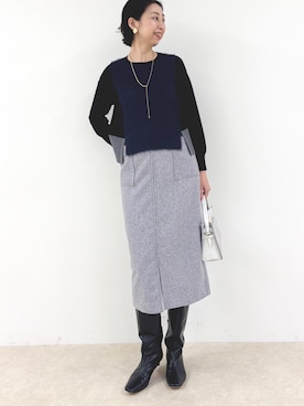 「アイテム（スカート、パープル系）」を使った、nolkokoさん（レディース・168cm）の秋コーディネート