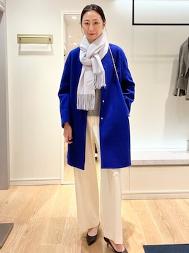 「NOLLEY’S Sophi（ノーリーズソフィ）のアイテム（ノーカラーコート）」を使った、nolkokoさん（レディース・169cm）の冬コーディネート