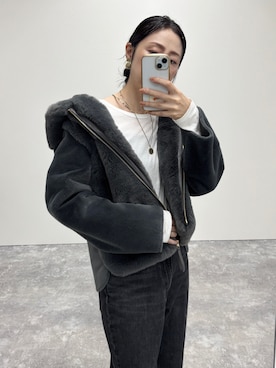 「アイテム（ムートンコート）」を使った、nolkokoさん（レディース・168cm）の秋コーディネート