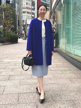 「NOLLEY’S Sophi（ノーリーズソフィ）のアイテム（ノーカラーコート）」を使った、nolkokoさん（レディース・169cm）の冬コーディネート