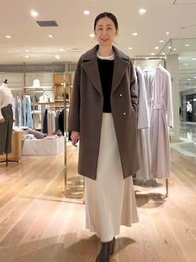 「NOLLEY’S Sophi（ノーリーズソフィ）のアイテム（チェスターコート）」を使った、nolkokoさん（レディース・169cm）の冬コーディネート