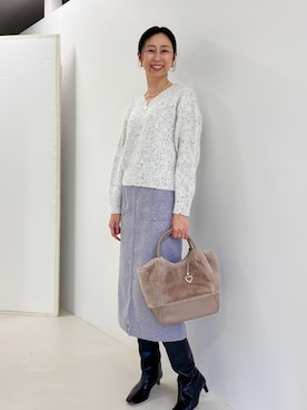 「アイテム（スカート、パープル系）」を使った、nolkokoさん（レディース・168cm）の冬コーディネート