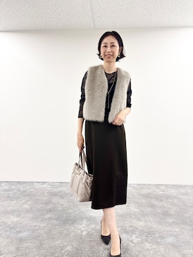 「アイテム（スカート、ベージュ系）」を使った、nolkokoさん（レディース・168cm）の冬コーディネート