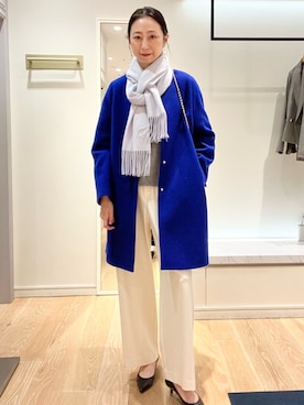 「NOLLEY’S Sophi（ノーリーズソフィ）のアイテム（ノーカラーコート）」を使った、nolkokoさん（レディース・169cm）の冬コーディネート