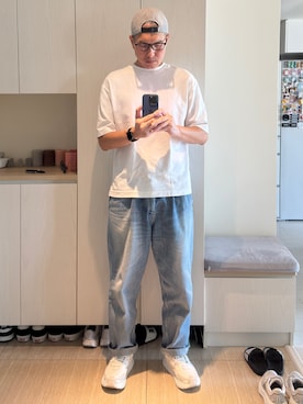 「アイテム（キャップ）」を使った、Brian HSUさん（メンズ・182cm）の秋コーディネート