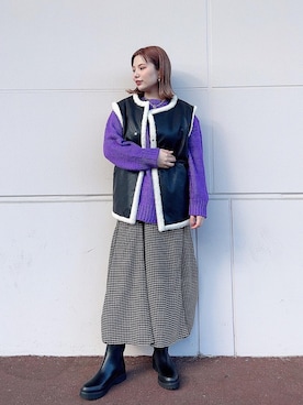 「オリエンタルトラフィック」｜「アイテム（その他アウター）」を使った、Hinanoさん（レディース・163cm）の冬コーディネート